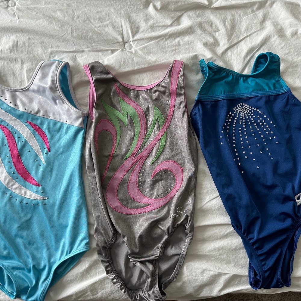 Girls lot of leotards gymnastics set of 3 sizes 4-7